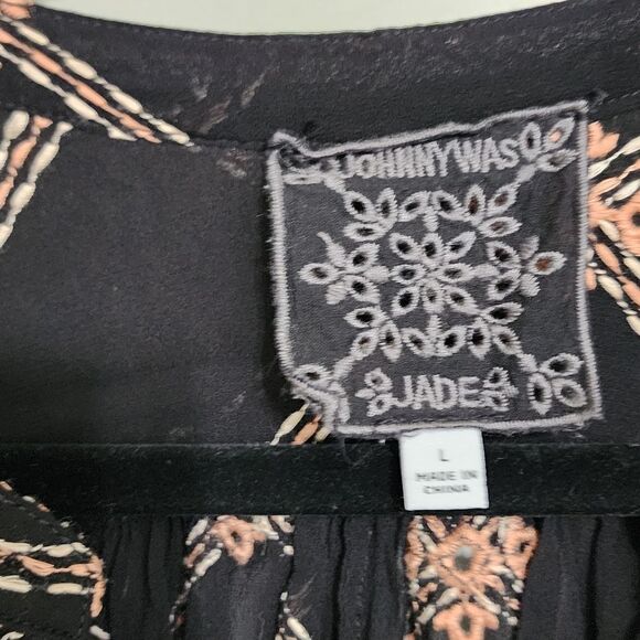 Johnny Was Jade Top L Iman Button Down Embroidered Eyelet Oversized Batwing - Picture 5 of 7